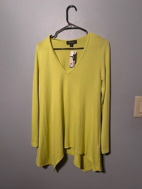 Karen Kane Neon Lime V-Neck Asymmetric Tunic